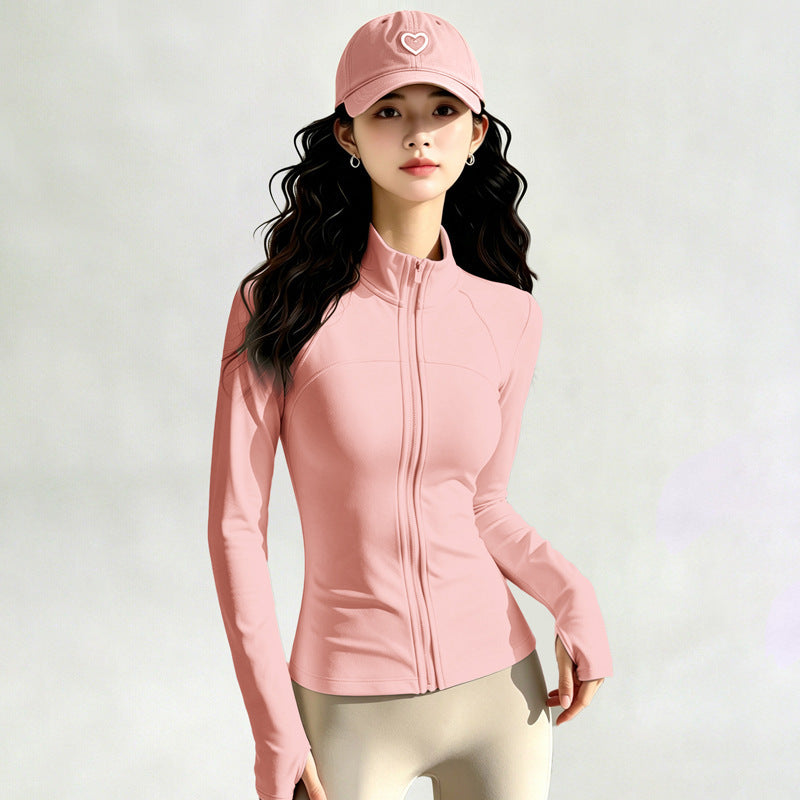 Sports Long-sleeve Cardigan With A Stand-up Collar And Zipper Top
