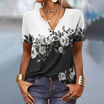 2026 Spring Summer European And American New Women's Short Sleeved Printed Casual Fashion Versatile Short Sleeved T-shirt