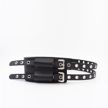 Womens Leather Wide Belt-decorated Dress