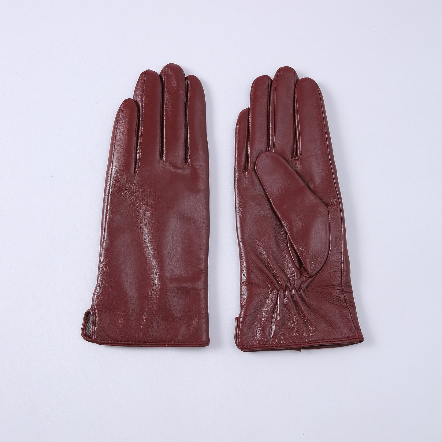 Womens Solid-Color Fleece-Lined Thermal Leather Gloves