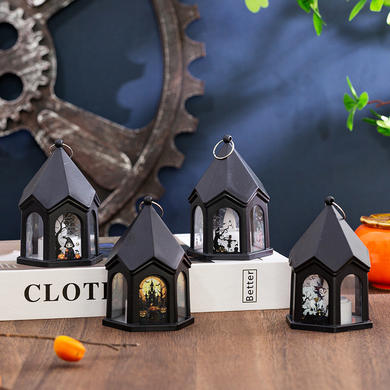 Halloween Pumpkin Lantern Children's Portable Halloween Castle Wind Lantern Ornaments Halloween Decoration Pendant Props