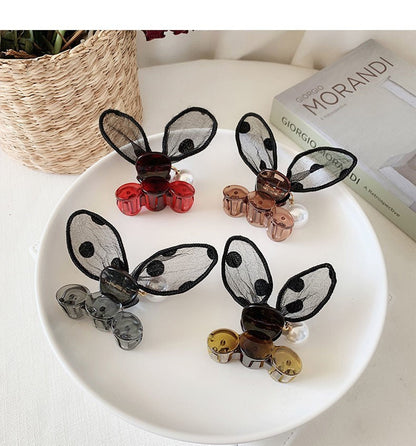 Polka Dot Rabbit Ears Hairpin with Pearls