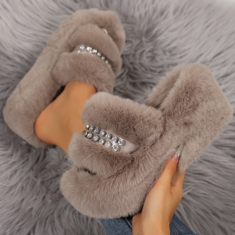 Winter Plus-Size Womens Cotton Slippers For Home