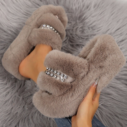 Winter Plus-Size Womens Cotton Slippers For Home