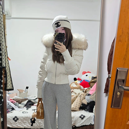 Womens Thickened Fleece-lined Slim-fit Cotton Coat