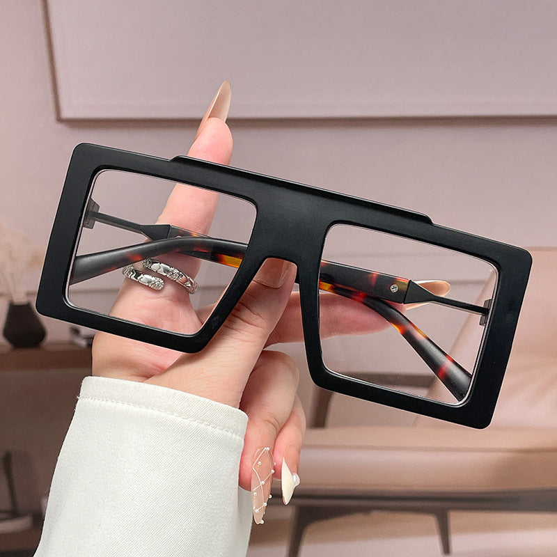Wide-frame Square Blue-light-blocking Eyeglass Frames For Women