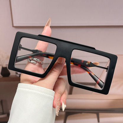 Wide-frame Square Blue-light-blocking Eyeglass Frames For Women