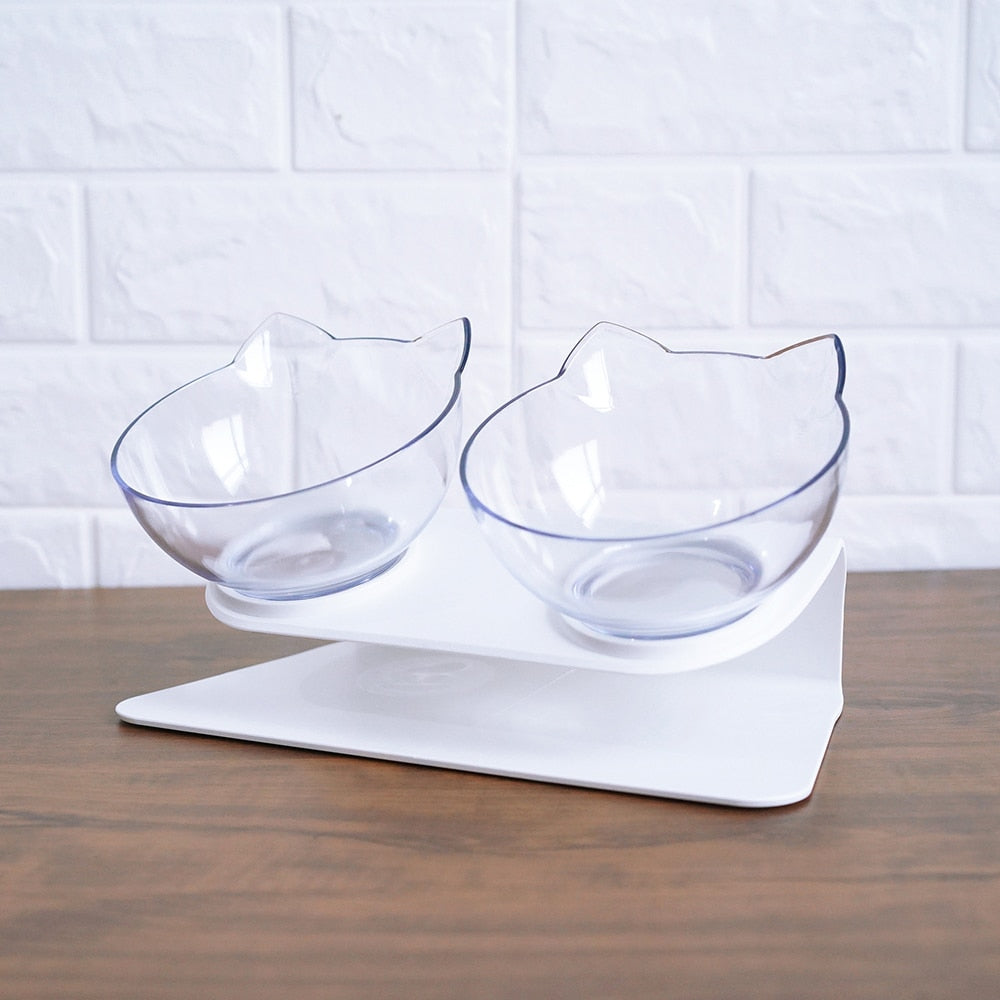 Cat Elevated Feeder Stand With Transparent Bowl