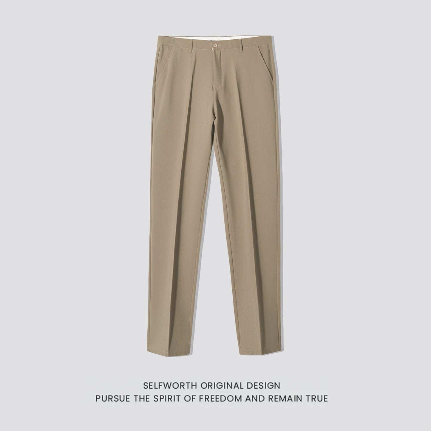 Mens Straight-leg Casual Pants Slim-fit Mature Style