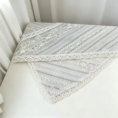 Embroidered Lace-trimmed Floral Silk Scarf