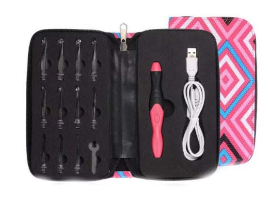 Rechargeable Light Crochet Hook, Interchangeable Needle Set