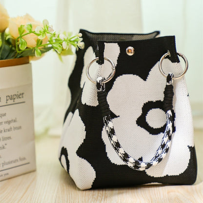 Knitted Tote Bag Commuter-friendly Handbag Simple Style