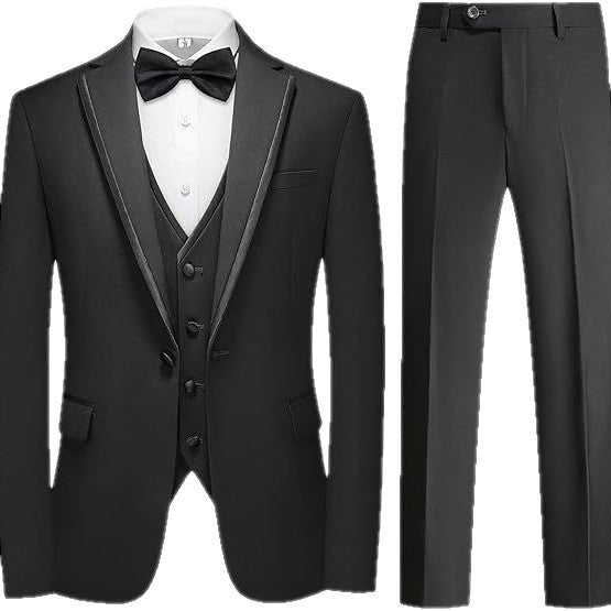 Men's Suit Set Green Fruit Collar Stage Suit Dress Host Performance Bridegroom Best Man Three-piece Suit