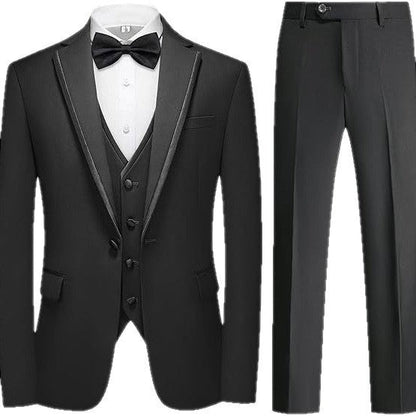 Men's Suit Set Green Fruit Collar Stage Suit Dress Host Performance Bridegroom Best Man Three-piece Suit