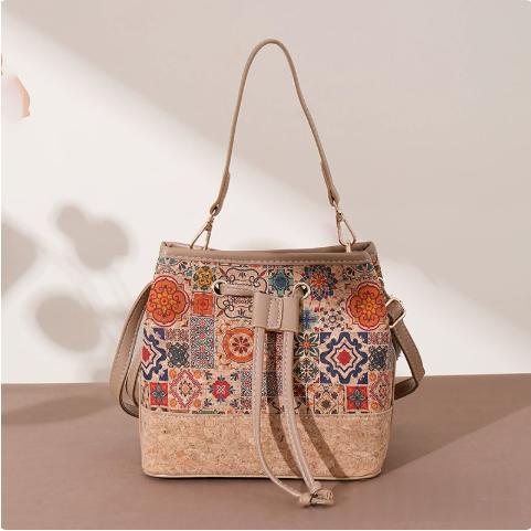 Vintage Printed Large-Capacity Women's Tote Bag With Wood-Grain Exterior And Wood-Grain Interior
