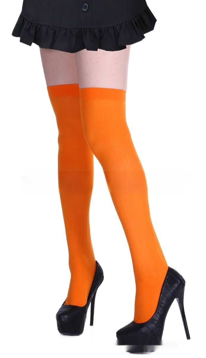 Solid-color Thigh-high Stockings For Halloween Party Costumes And Props