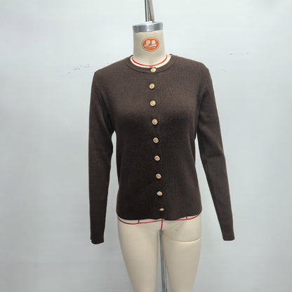 Womens Long-sleeve Button-front Knit Cardigan