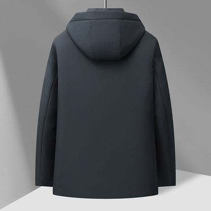 Mens Winter Thickened Hooded Cotton-Padded Coat