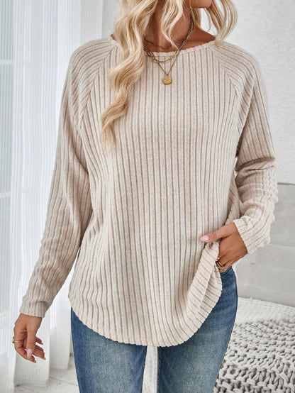 Spring New Women's Loose Long-sleeved Casual Women's Solid Color Fleece Sleeve T-shirt For Women