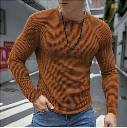 Mens Casual Long-sleeve Crew-neck Top For A Refined Look
