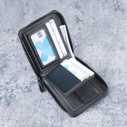 Mens Short Zip-around PU Leather Multi-card Wallet