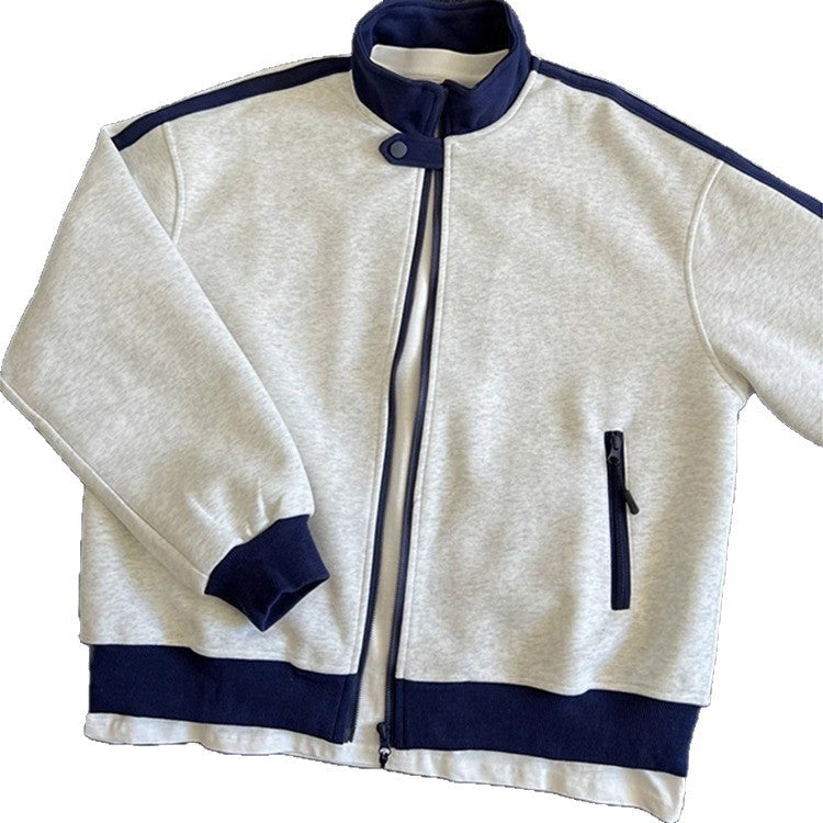 Stylish Versatile Cardigan Hoodie With A Stand-up Collar