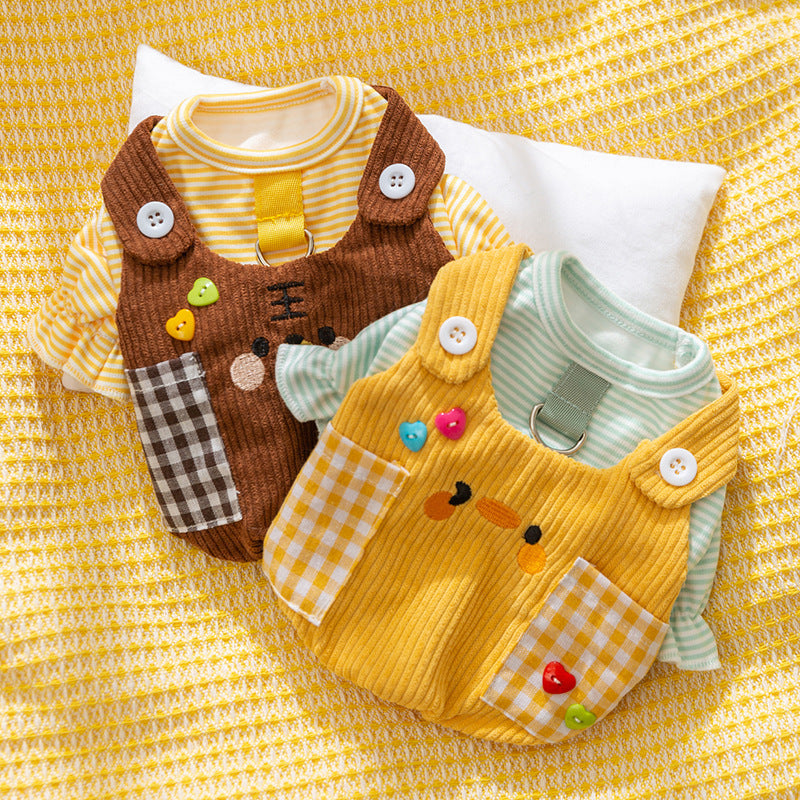 Autumn And Winter Dog Small Animal Two-legged Overalls Suit