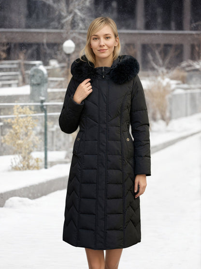 Loose-fit Stand-collar Solid-color Cotton-padded Long Coat
