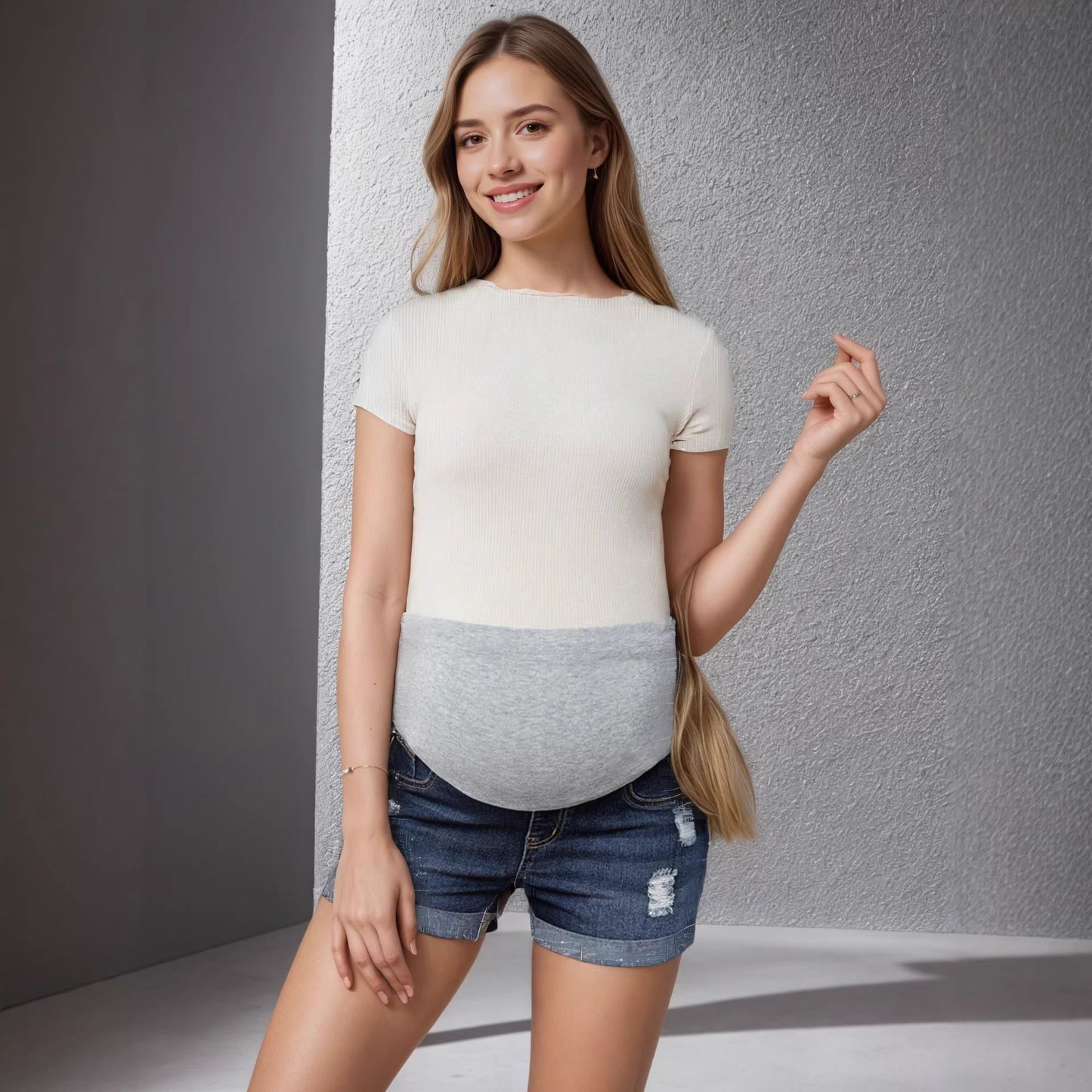 Mid-rise Stretchy Distressed Denim Shorts