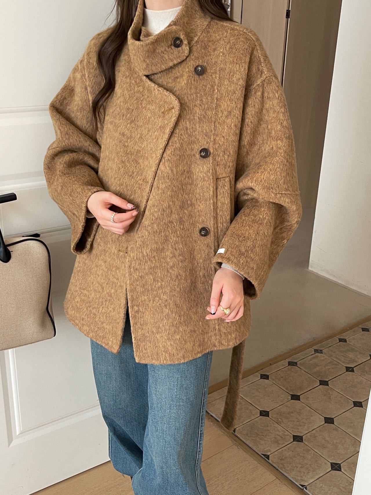 Lace-up Mid-length Double-faced Wool Coat Womens Wool Outerwear