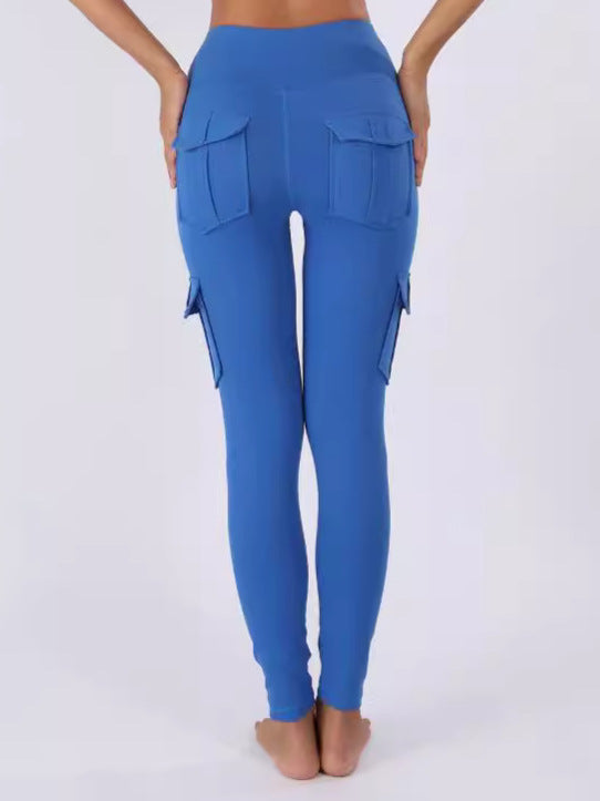 Multi-Pocket Sports Brushed Naked-Feel Yoga Slimming Tight Leggings For Women With High Waist And Fitness Sweat-Wicking Multi-Pocket Design