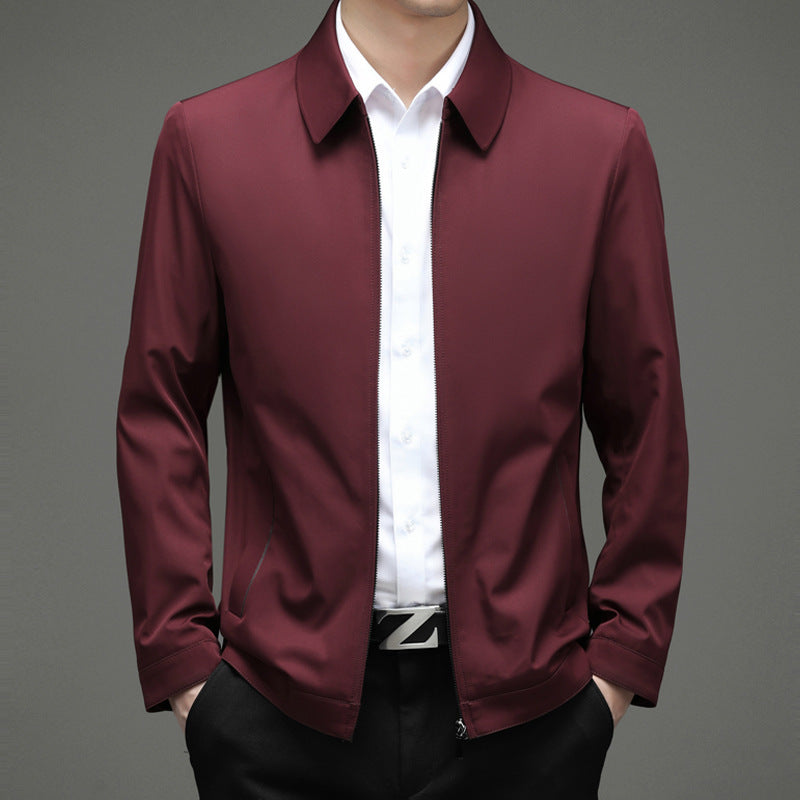 Men's Business-Casual Solid-Color Zip-Up Jacket