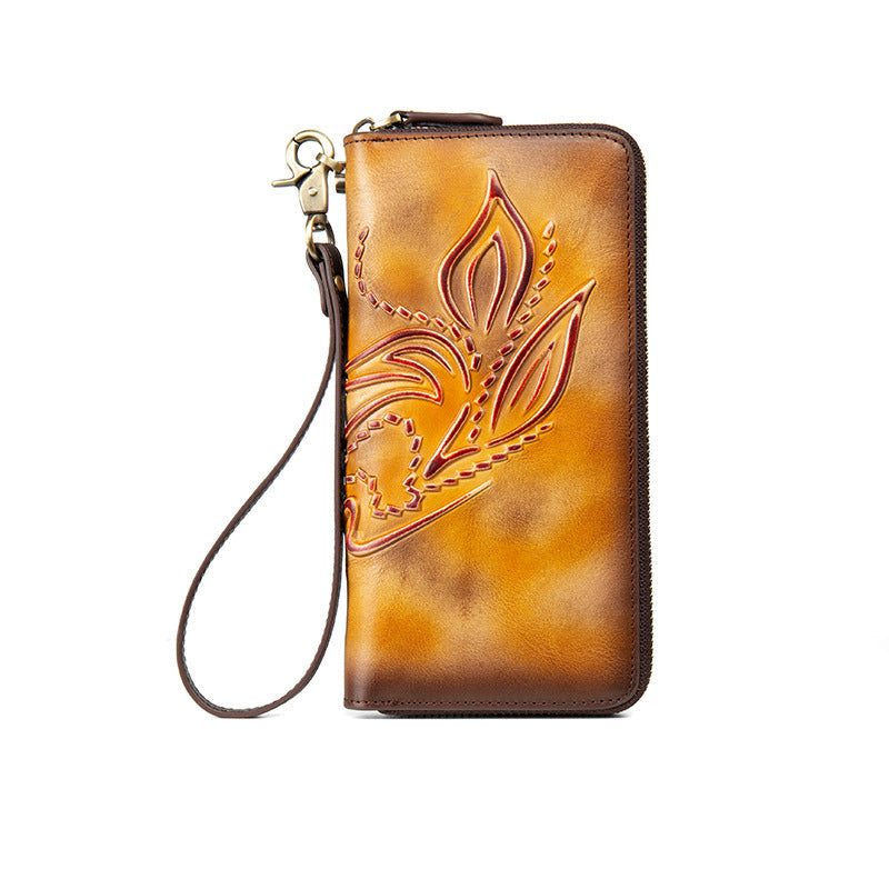 Women's Retro Distressed Long Zipper Wallet