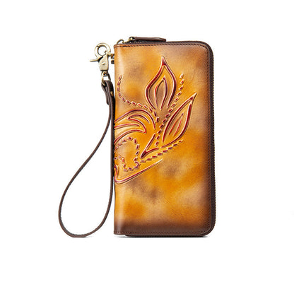 Women's Retro Distressed Long Zipper Wallet