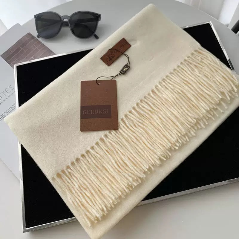 Womens Thickened Fashionable Solid-Color Tassel Scarf