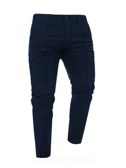 Mens Slim-fit Casual Pants Solid Color
