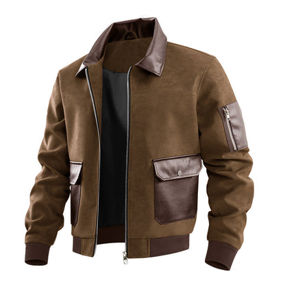 Mens Patchwork Texture Lapel Jacket