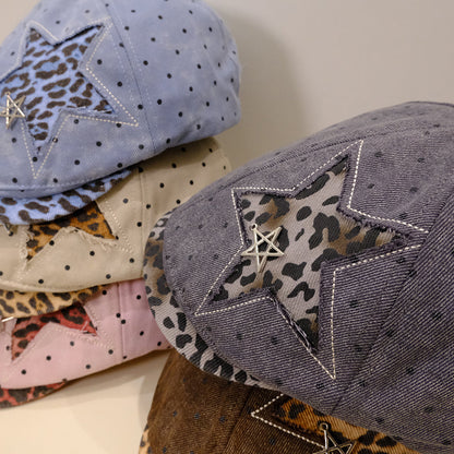 American Retro Leopard Print Polka Dot Star Patchwork Baseball Cap - Trendy, Fashionable, Stylish, And Unique Chick Style Cowboy Hat