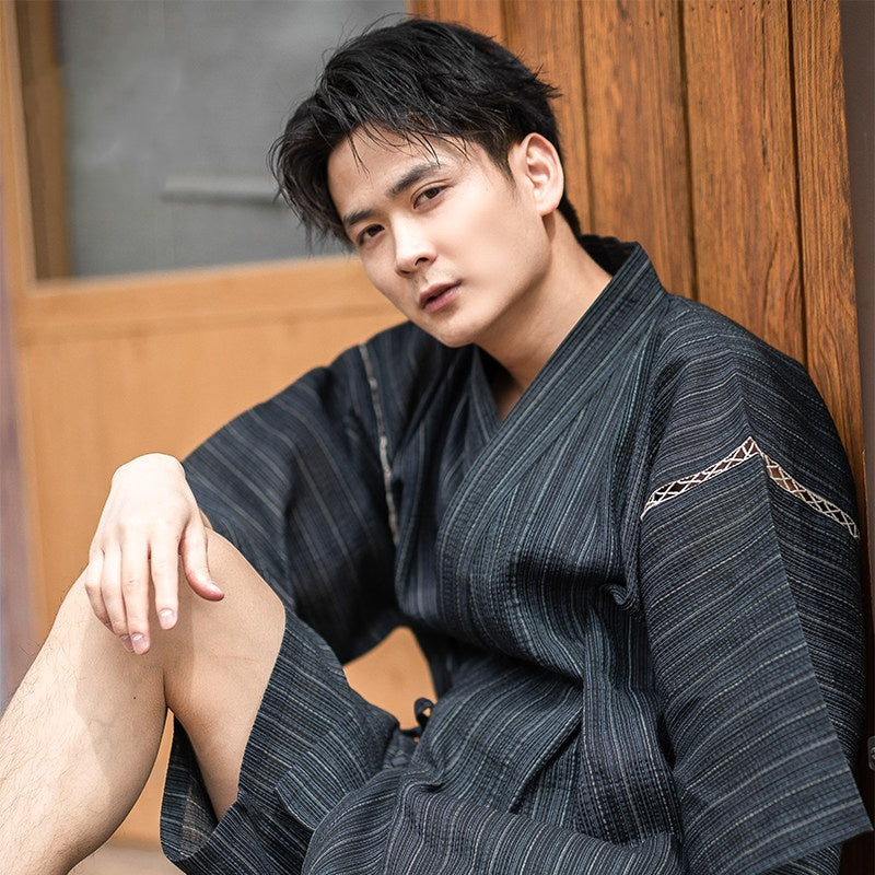 Mens Portable Striped Printed Loungewear Pajama Set