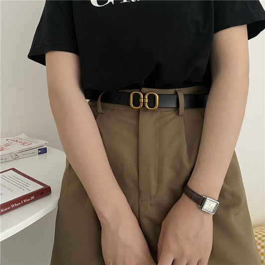 Women's Jeans Versatile Cowhide Belt