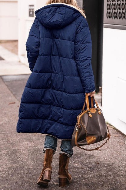 Long-sleeve Thermal Cardigan Hooded Cotton-padded Coat Mid-length