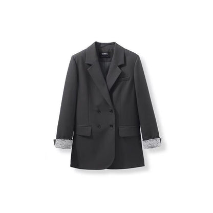 Gray Korean-style Loose Casual Blazer For Women