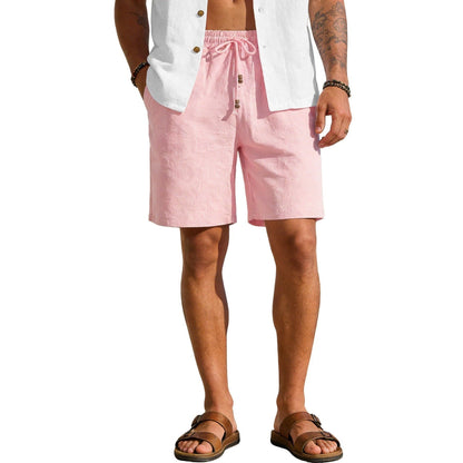 New Summer Style Men's Solid Color Cotton And Linen Shorts, Loose Sports Casual Beach Pants, Men's Cotton And Linen Breathable Shorts
