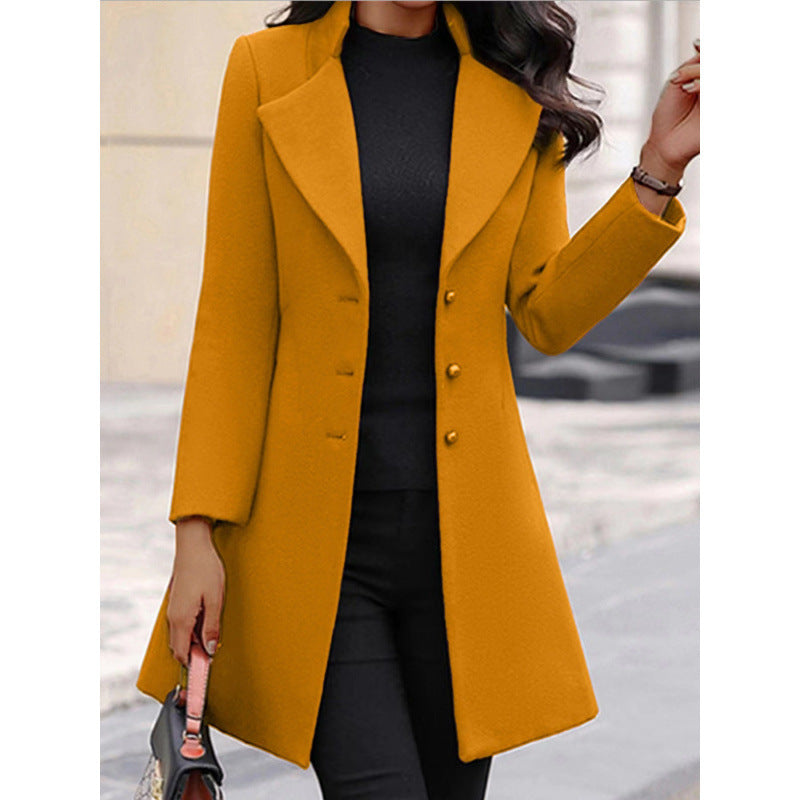 Women's Winter Wool Coat - Classic Warm Long Overcoat for Cold Weather