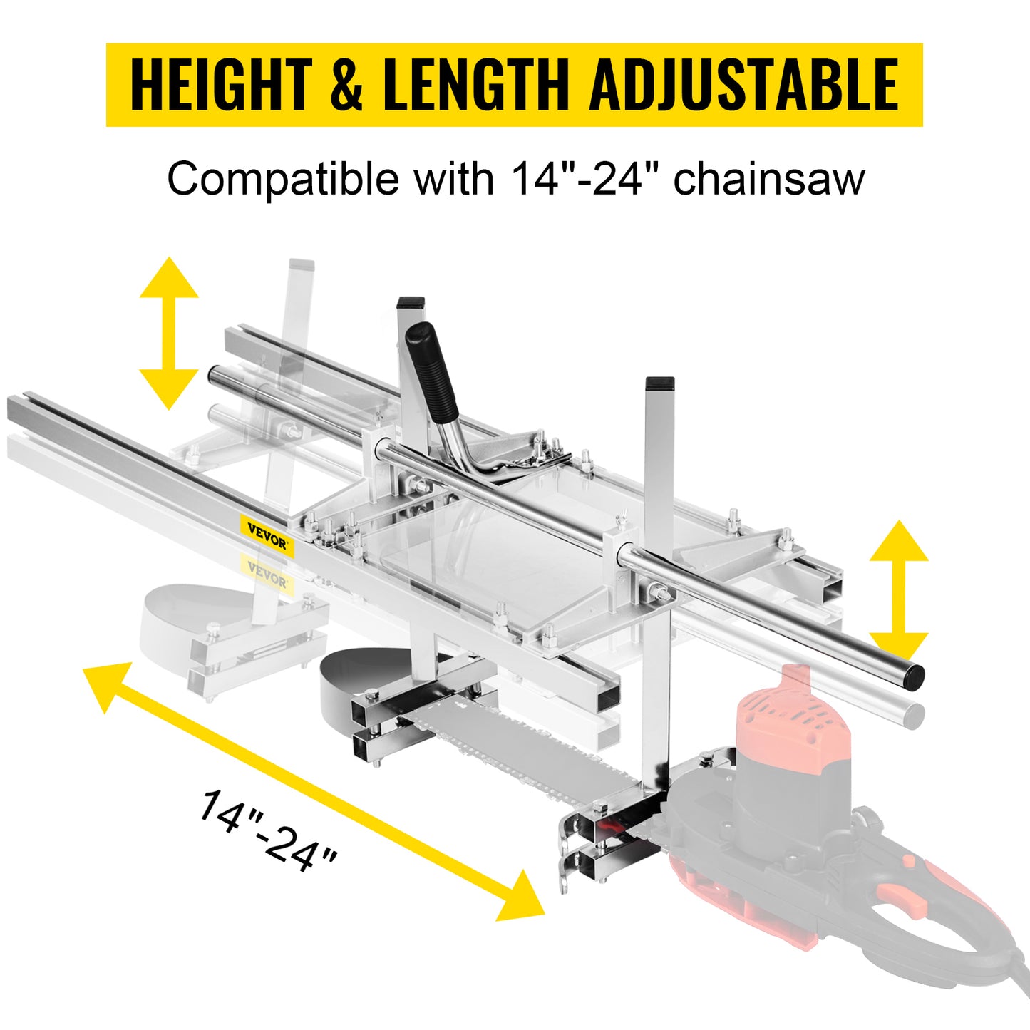 Portable Chainsaw Mill for 24, 36, and 48-inch Guide Bars, Crafting Lumber with Precision Using Aluminum and Steel Construction