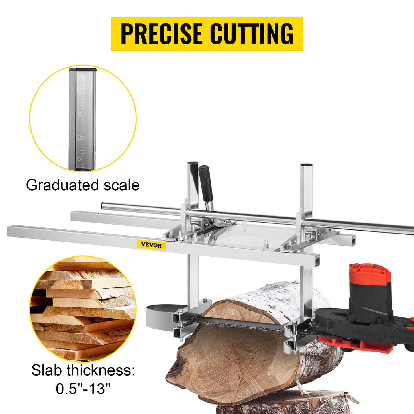 Portable Chainsaw Mill for 24, 36, and 48-inch Guide Bars, Crafting Lumber with Precision Using Aluminum and Steel Construction