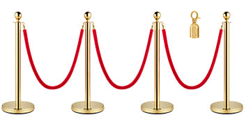 VEVOR 38-Inch Gold & Silver Stanchion Posts with Red Velvet Rope - Elegant Crowd Control Line Barriers for Parties and Events