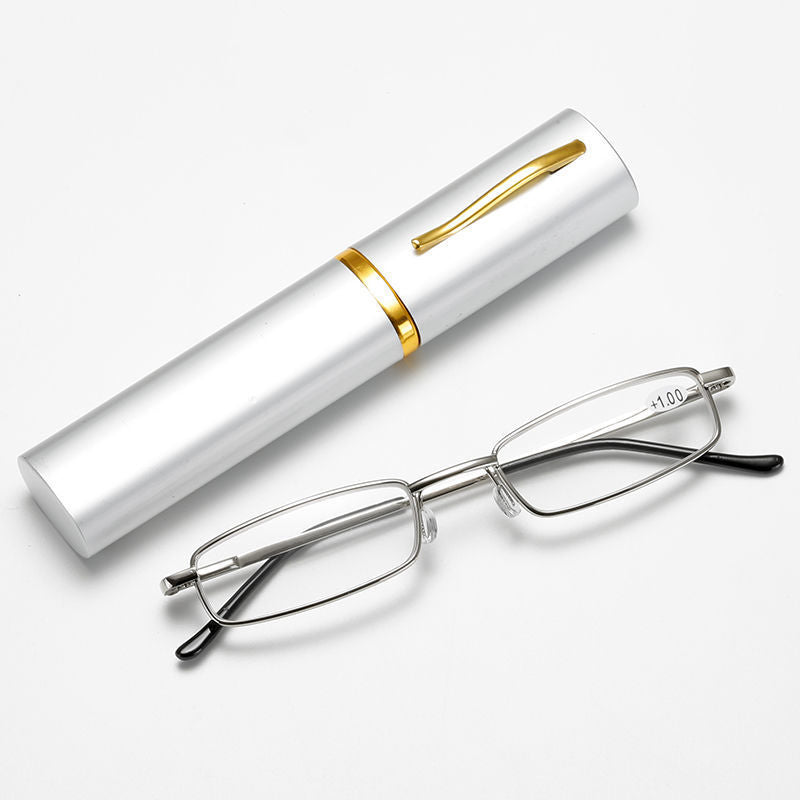 Ultra-small And Ultra-light Metal Reading Glasses Unisex Portable Pen Holder HD Mini