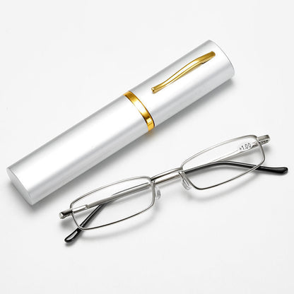 Ultra-small And Ultra-light Metal Reading Glasses Unisex Portable Pen Holder HD Mini