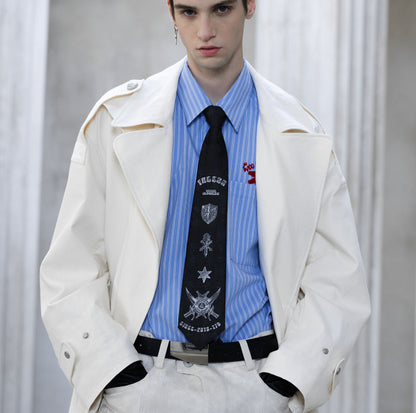 Original Design Royal Knight Non-Necktie Embroidered Twill Zipper Celebrity-Style Tie